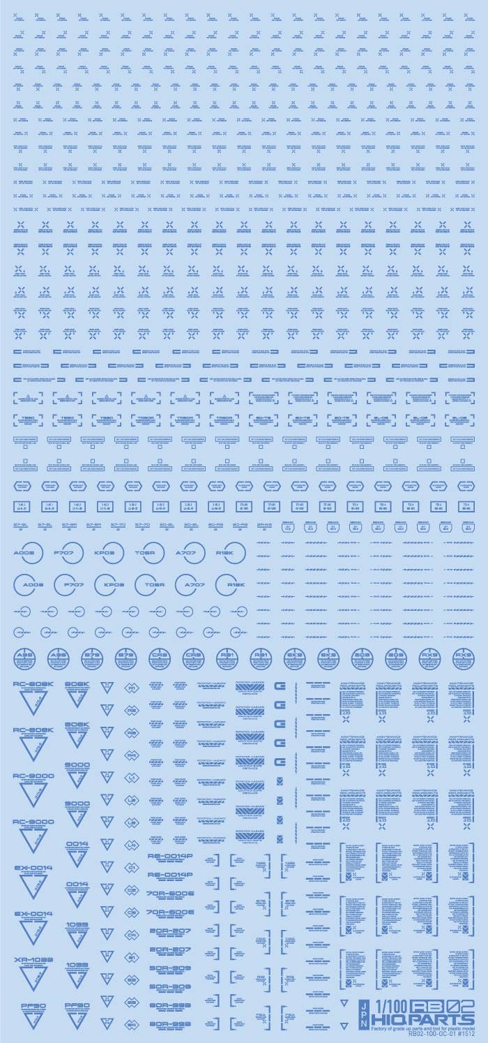 HiQ Parts 1/100 RB02 Caution Decal One Color Blue (1pc) | 4573211374896