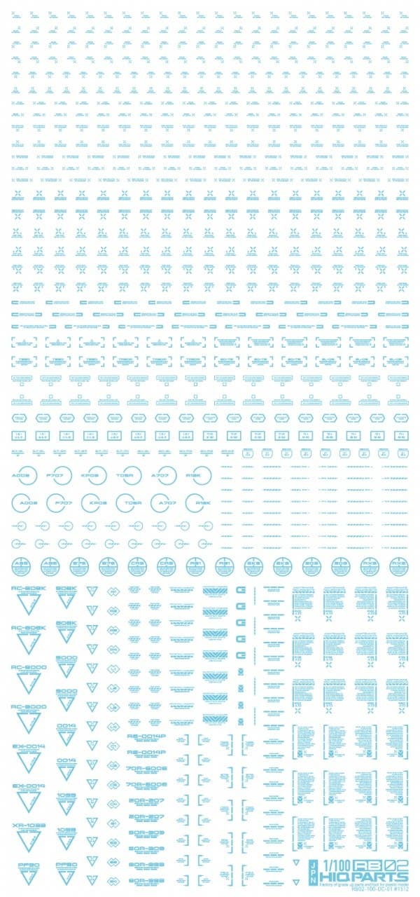 HiQ Parts 1/100 RB02 Caution Decal Pastel Blue (1pc) | 4573211371222