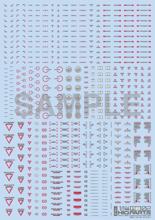 HiQ Parts 1/144 RB02 Caution Decal Red & Gray (1pc)