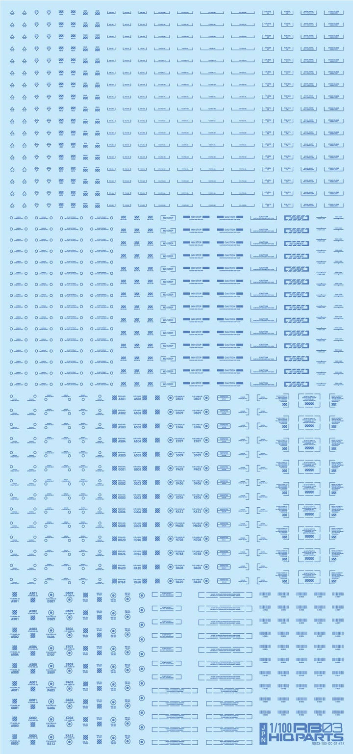 HiQ Parts 1/100 RB03 Caution Decal One Color Blue (1 pc) | 4573211389678