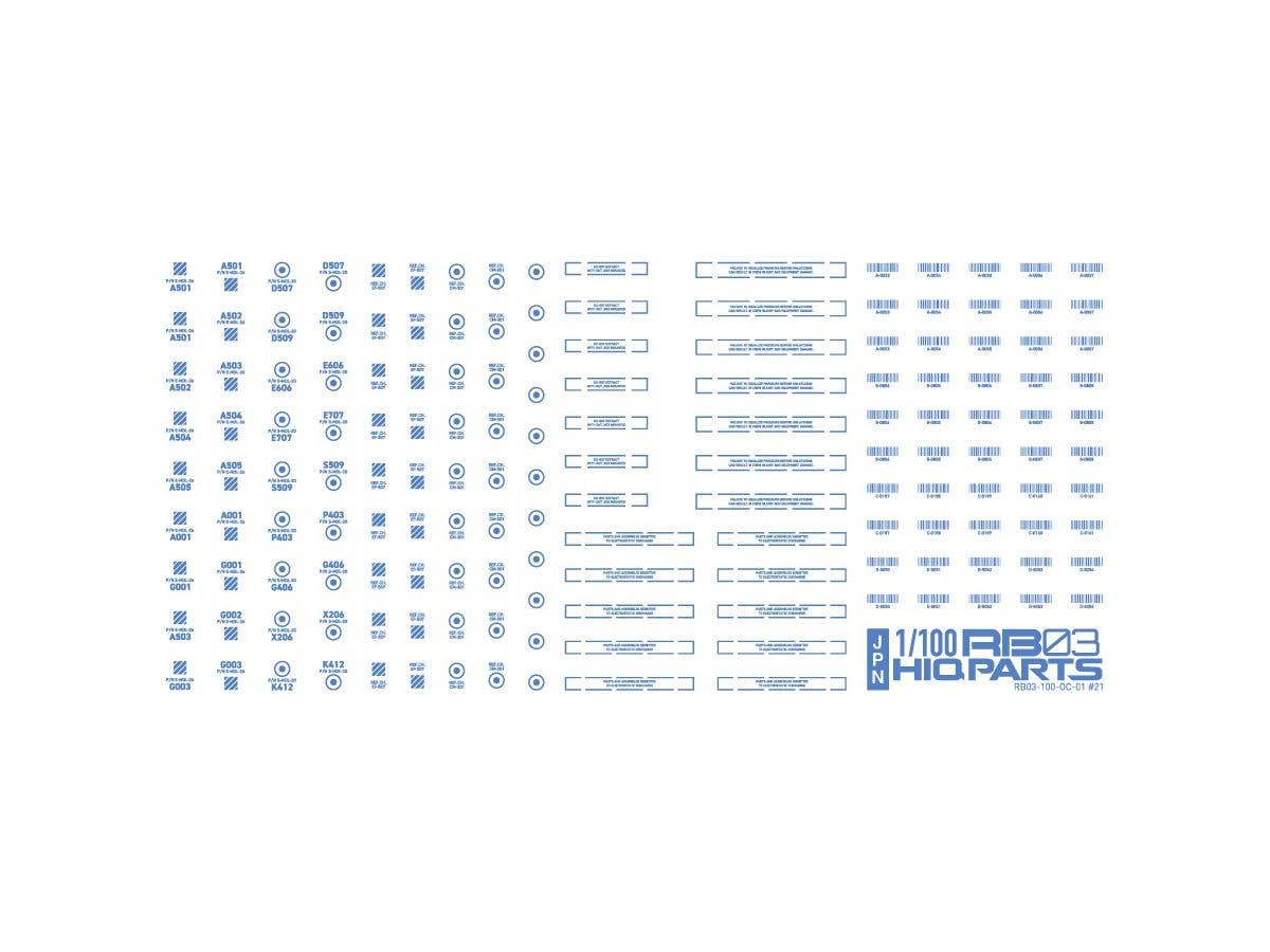 HiQ Parts 1/100 RB03 Caution Decal One Color Blue (1 pc) | 4573211389678