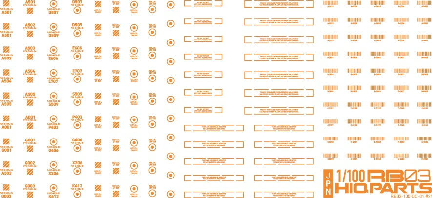 HiQ Parts 1/100 RB03 Caution Decal One Color Orange (1 pc)