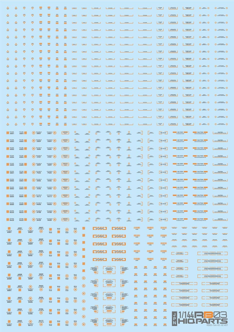 HiQ Parts 1/144 RB03 Caution Decals Gray & Orange (1 pc) | 4573211389609