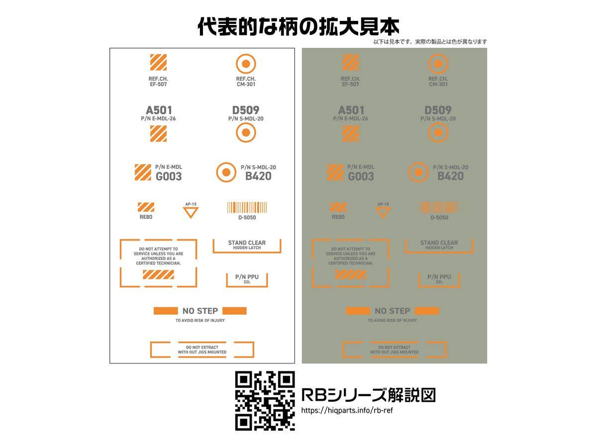 HiQ Parts 1/144 RB03 Caution Decals Gray & Orange (1 pc) | 4573211389609