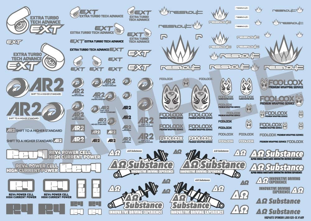 HiQ Parts Sponsor Logo Decal 02S Gray / Dark Gray (1pc) | 4573211372175