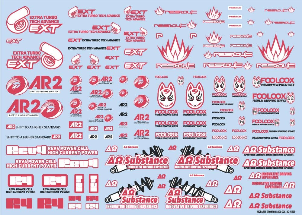 HiQ Parts Sponsor Logo Decal 02S Pink / Dark Gray (1pc) | 4573211372724