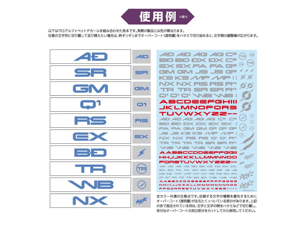 HiQ Parts TR Decal 3 Alphabet Blue (1pc) | 4573211374933