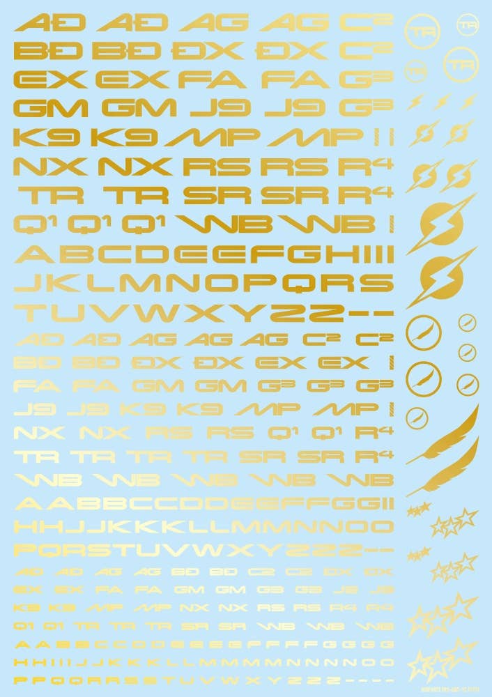 HiQ Parts TR Decal 3 Alphabet Gold (1pc) | 4573211373905