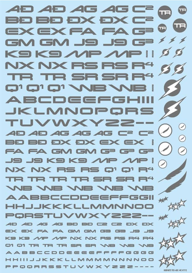 HiQ Parts TR Decal 3 Alphabet Gray (1pc) | 4573211373592