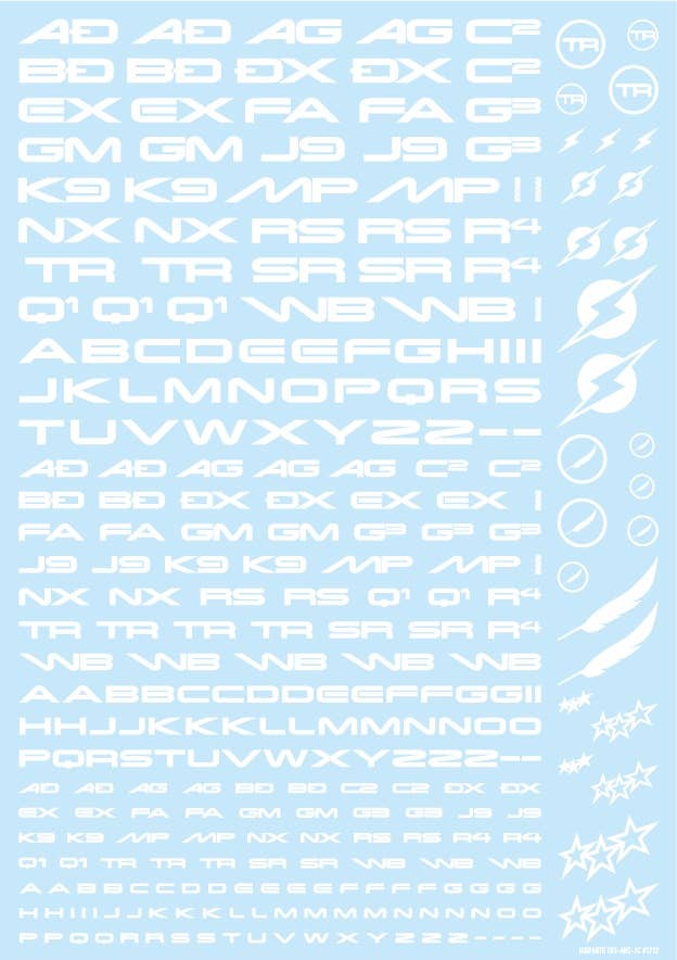 HiQ Parts TR Decal 3 Alphabet White (1pc) | 4573211373578