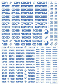 HiQ Parts TR Decal 3 Number Blue (1pc) | 4573211374926