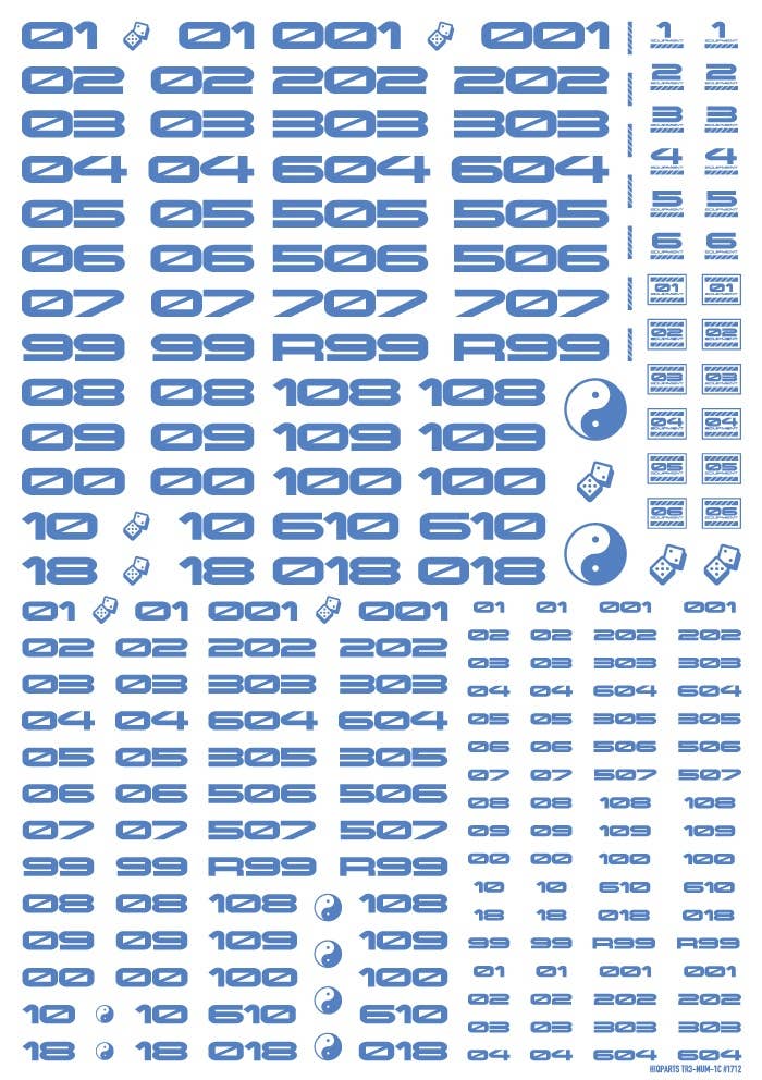 HiQ Parts TR Decal 3 Number Blue (1pc) | 4573211374926