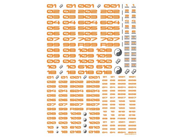 HiQ Parts TR Decal 3 Number Orange (1pc) | 4573211373608