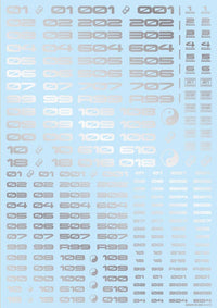 HiQ Parts TR Decal 3 Number Silver (1pc) | 4573211373912