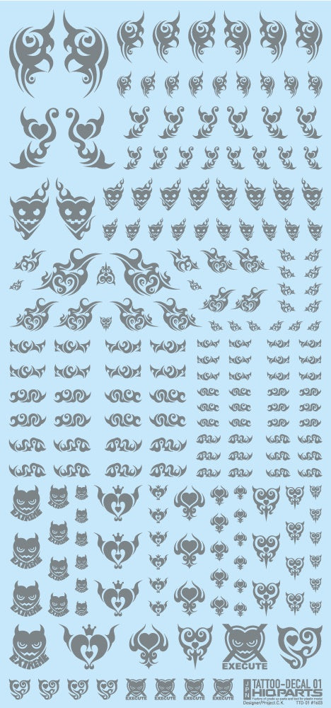 HiQ Parts Tattoo Decal 01 'Heart' Clear Black (1pc) | 4573211374513