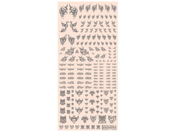 HiQ Parts Tattoo Decal 01 'Heart' Clear Black (1pc) | 4573211374513