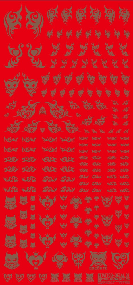 HiQ Parts Tattoo Decal 01 'Heart' Clear Black (1pc) | 4573211374513
