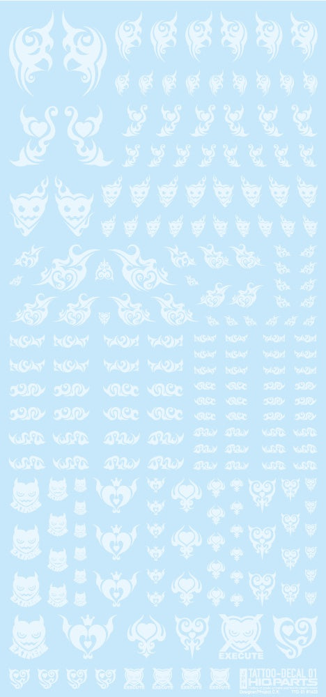HiQ Parts Tattoo Decal 01 'Heart' Clear White (1pc) | 4573211374483