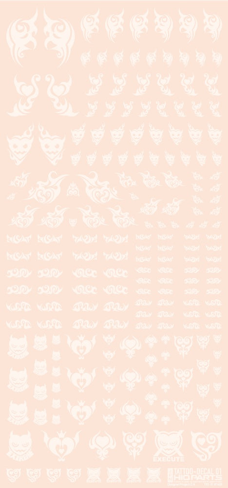 HiQ Parts Tattoo Decal 01 'Heart' Clear White (1pc) | 4573211374483
