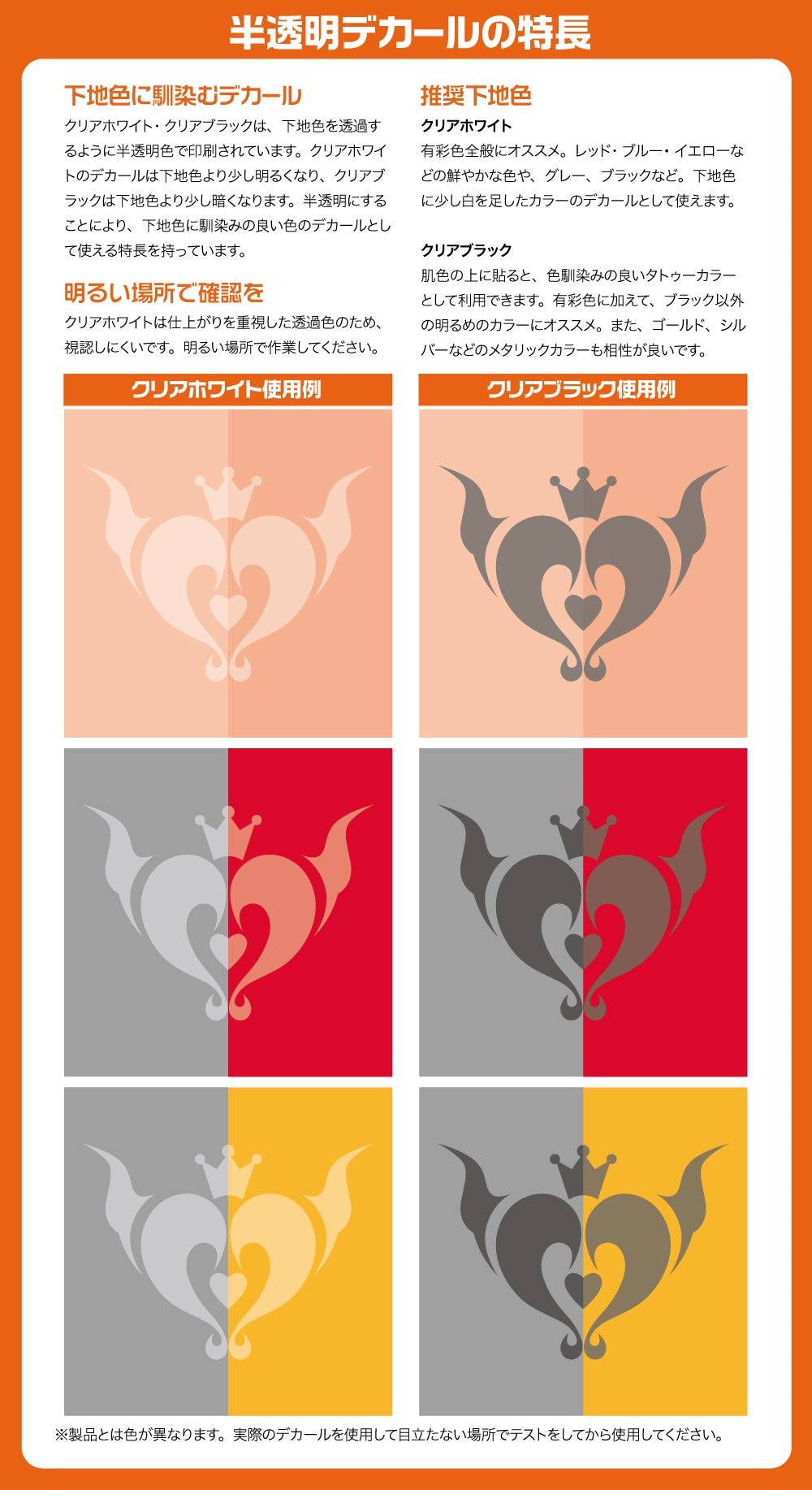 HiQ Parts Tattoo Decal 01 'Heart' Clear White (1pc) | 4573211374483
