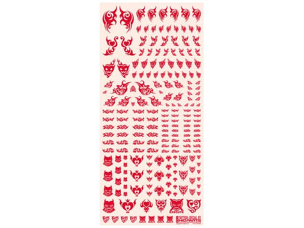HiQ Parts Tattoo Decal 01 'Heart' Red (1pc) | 4573211372397