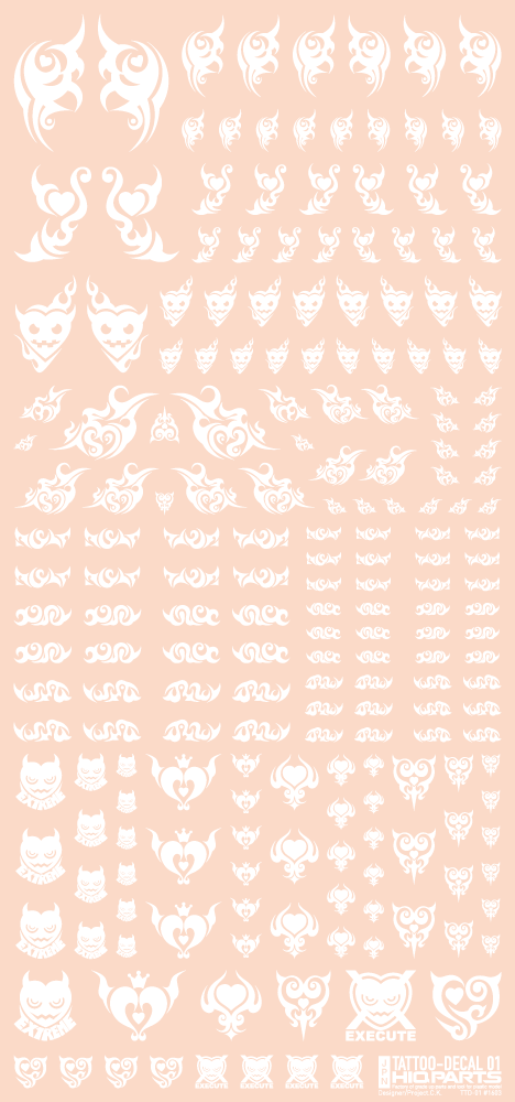 HiQ Parts Tattoo Decal 01 'Heart' White (1pc) | 4573211370775