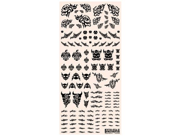 HiQ Parts Tattoo Decal 02 'Skull' Black (1pc) | 4573211372427