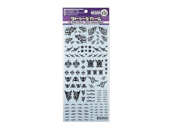 HiQ Parts Tattoo Decal 02 'Skull' Black (1pc) | 4573211372427