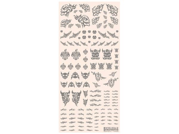HiQ Parts Tattoo Decal 02 'Skull' Clear Black (1pc) | 4573211374520
