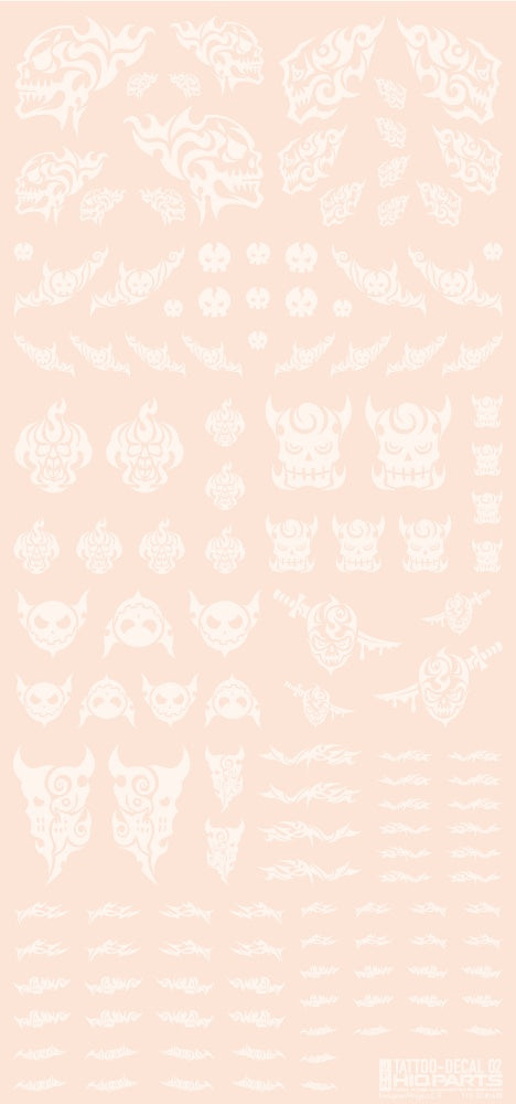 HiQ Parts Tattoo Decal 02 'Skull' Clear White (1pc) | 4573211374490