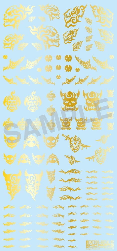 HiQ Parts Tattoo Decal 02 'Skull' Gold (1pc) | 4573211371956