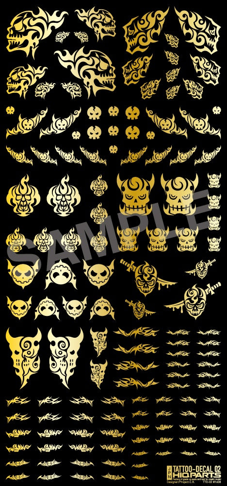 HiQ Parts Tattoo Decal 02 'Skull' Gold (1pc) | 4573211371956