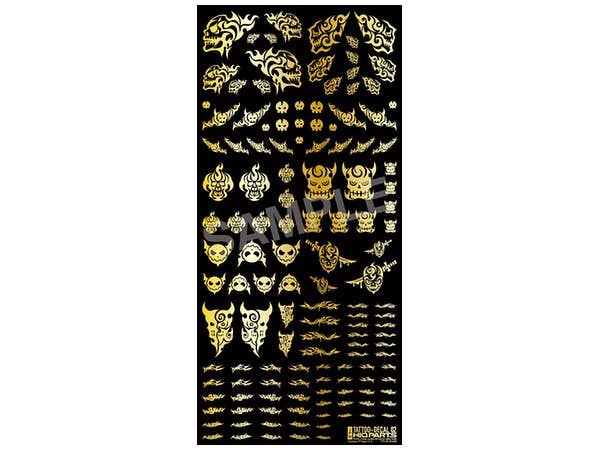 HiQ Parts Tattoo Decal 02 'Skull' Gold (1pc) | 4573211371956
