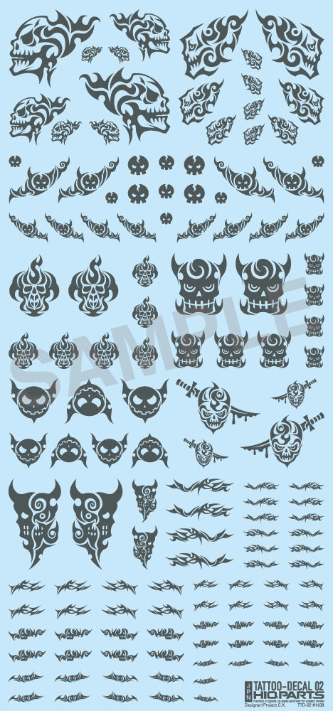 HiQ Parts Tattoo Decal 02 'Skull' Tattoo Gray (1pc) | 4573211371925