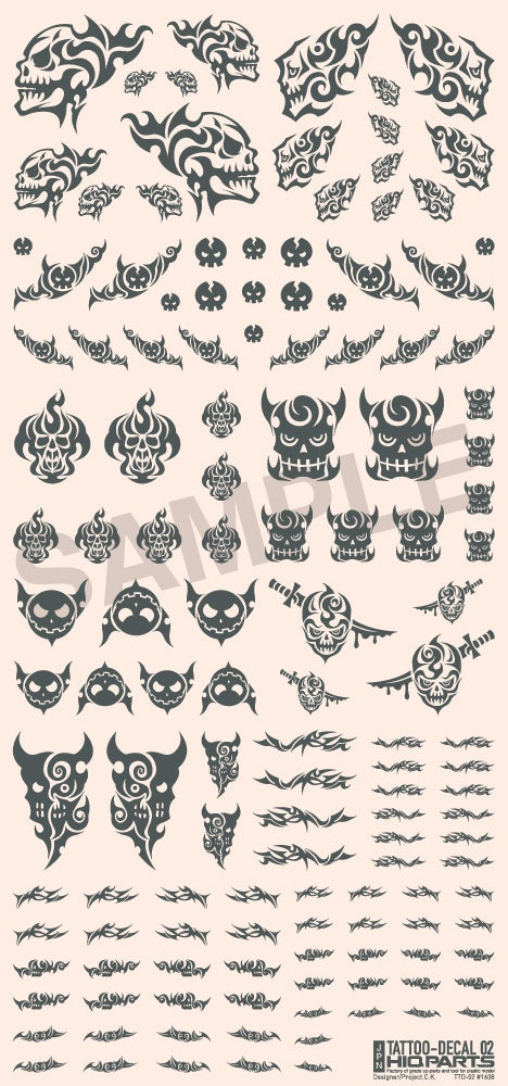 HiQ Parts Tattoo Decal 02 'Skull' Tattoo Gray (1pc) | 4573211371925
