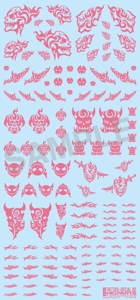 HiQ Parts Tattoo Decal 02 'Skull' Tattoo Pink (1pc) | 4573211371932