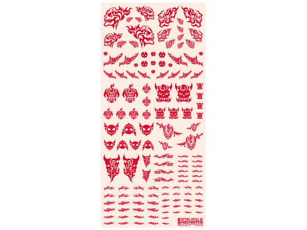 HiQ Parts Tattoo Decal 02 'Skull' Red (1pc) | 4573211372410