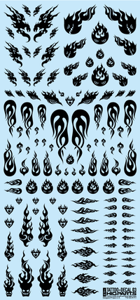 HiQ Parts Tattoo Decal 03 'Fire' Black (1pc) | 4573211373240