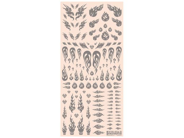 HiQ Parts Tattoo Decal 03 'Fire' Clear Black (1pc) | 4573211374537