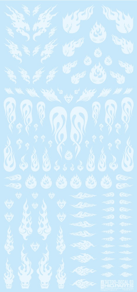 HiQ Parts Tattoo Decal 03 'Fire' Clear White (1pc) | 4573211374506