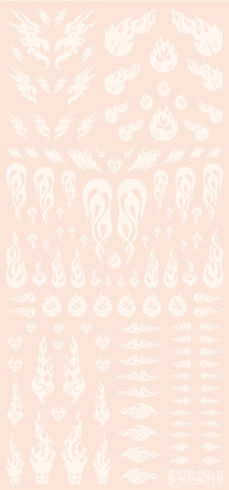 HiQ Parts Tattoo Decal 03 'Fire' Clear White (1pc) | 4573211374506