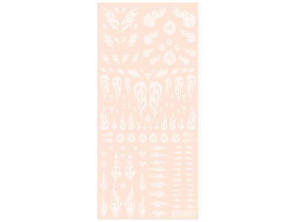 HiQ Parts Tattoo Decal 03 'Fire' Clear White (1pc) | 4573211374506