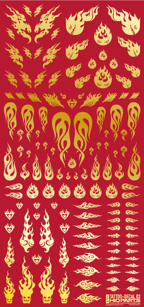 HiQ Parts Tattoo Decal 03 'Fire' Gold (1pc) | 4573211373233