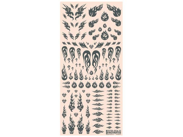 HiQ Parts Tattoo Decal 03 'Fire' Tattoo Gray (1pc) | 4573211373202