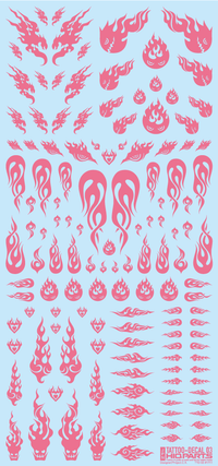 HiQ Parts Tattoo Decal 03 'Fire' Tattoo Pink (1pc) | 4573211373219