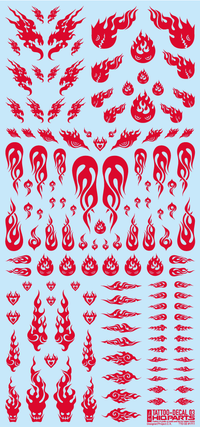 HiQ Parts Tattoo Decal 03 'Fire' Red (1pc) | 4573211373257