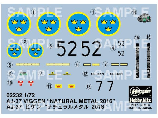 Hasegawa 1/72 AJ-37 'NATURAL METAL 2016' | 4967834022324