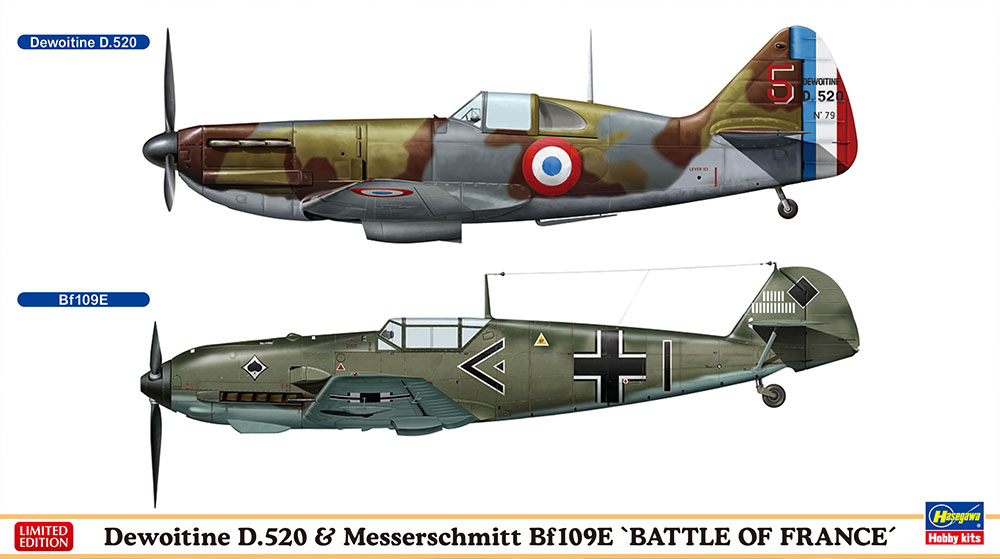Hasegawa 1/72 Dewoitine D.520 & Messerschmitt Bf109E 'Battle of France' | 4967834023321