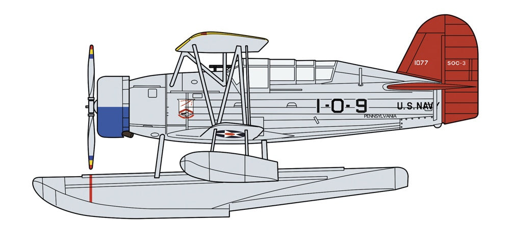 Hasegawa 1/72 Soc-3 Seagull Seaplane "Battleship USS Pennsylvania" (Two Kits In The Box) | 4967834023949