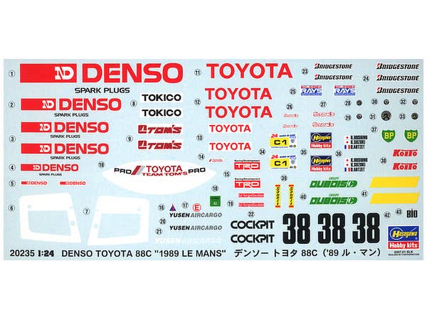 Hasegawa 1/24 Denso Toyota 88C ('89) Le Mans Scale Kit 2019 re-issue | 4967834202351